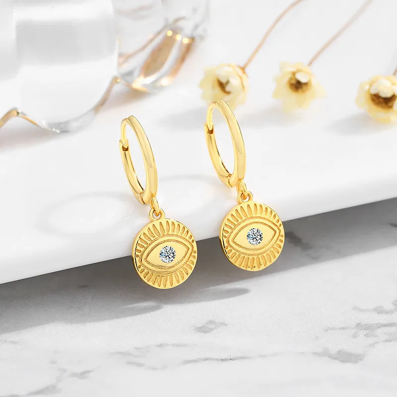 925 Sterling Silver Zircon Devil's Eye Drop Earrings-Bijou Crush
