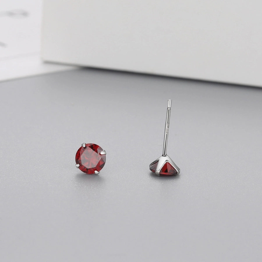 Classic Zircon Round Stud Earrings – 925 Sterling Silver-Bijou Crush