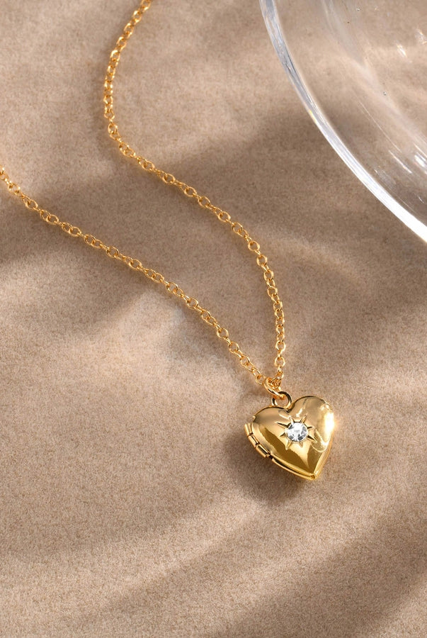 Cute Sweet Heart Shape 201 Stainless Steel Zircon 18K Gold Plated Plating Inlay Necklace-Bijou Crush