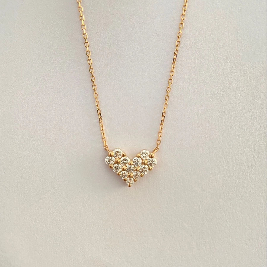 925 Sterling Silver Zircon cable chain Inlay Heart Shape Necklace-Bijou Crush