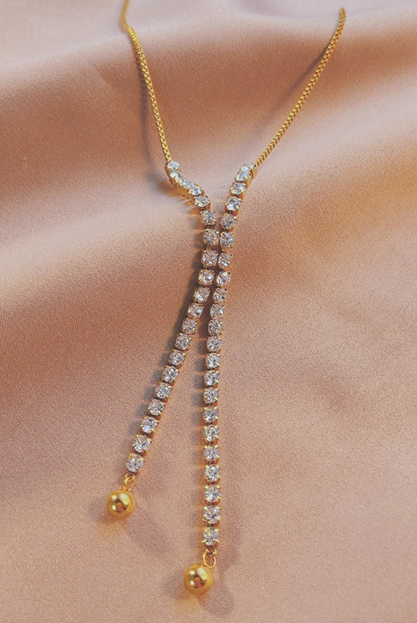 Elegant Geometric Titanium Steel Pendant Necklace with Sparkling Zircon Inlay-Bijou Crush