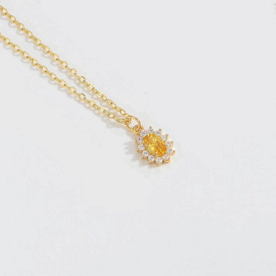 Oval Sparkle Necklace with 14K Gold-Plated Copper Cable Chain-Bijou Crush