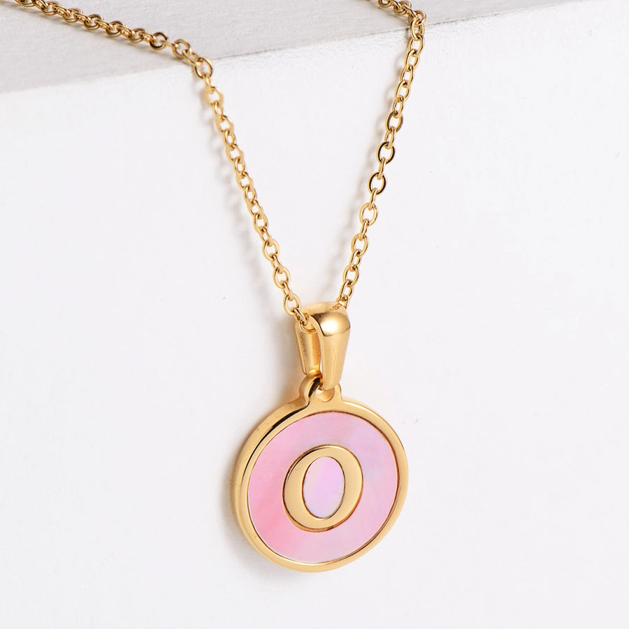 304 Stainless Steel 18K Gold Plated Fashion Plating Letter Shell Pendant Necklace-Bijou Crush
