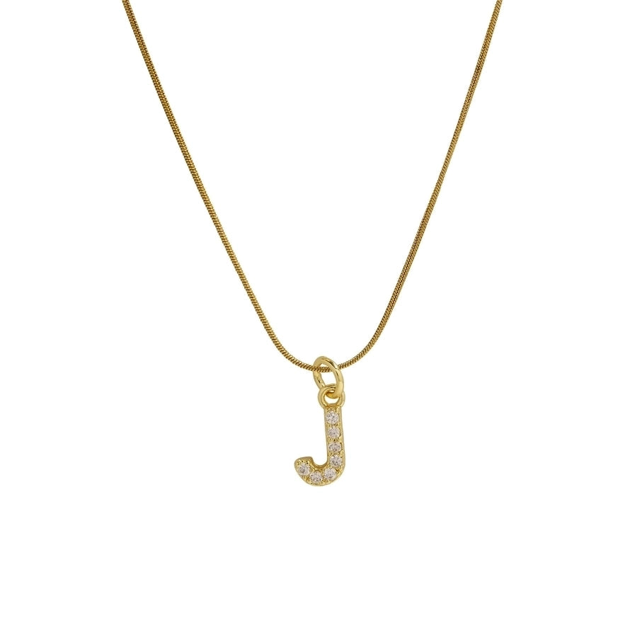 Blingy Letter Charm Snatched Snake Chain Necklace-Bijou Crush
