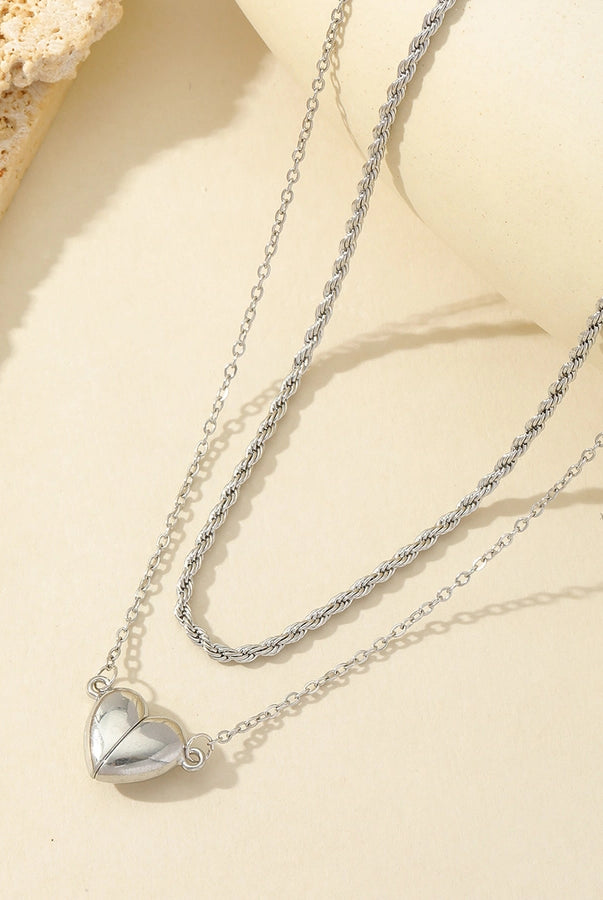 Heartfelt Love Romantic Heart-Shaped Double Layer Necklace – 18K Gold-Plated Stainless Steel-Bijou Crush