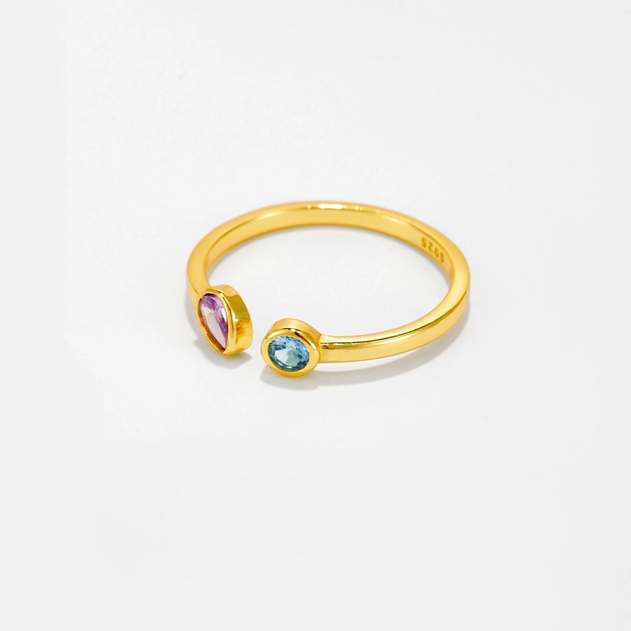 Shine On 18K Gold Plated & White Gold Plated Zircon Geometric Open Ring-Bijou Crush
