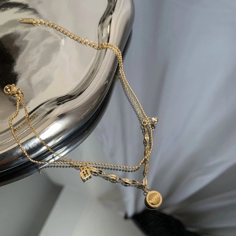 Trendy Letter Anklet in Titanium Steel Finish-Bijou Crush