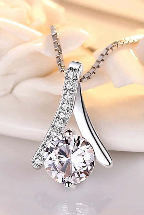 Geo Sparkle Pendant – 925 Sterling Silver with Zircon Inlay Necklace-Bijou Crush