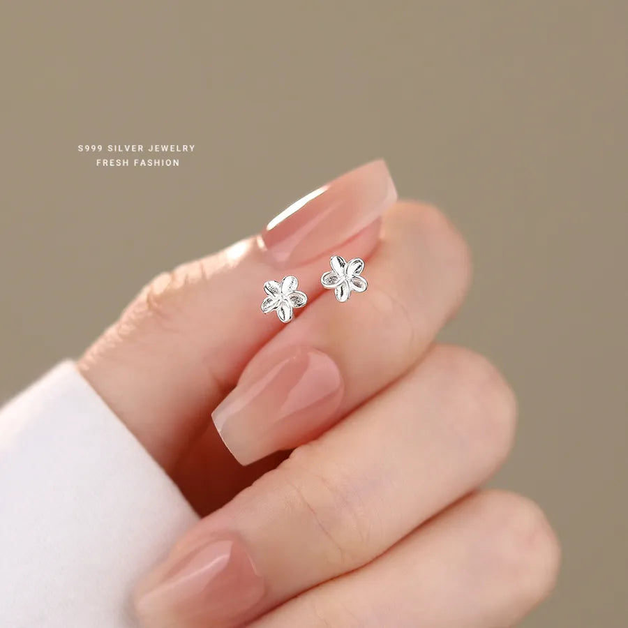S999 Silver 925 Sterling Silver Flower Stud Earrings-Bijou Crush