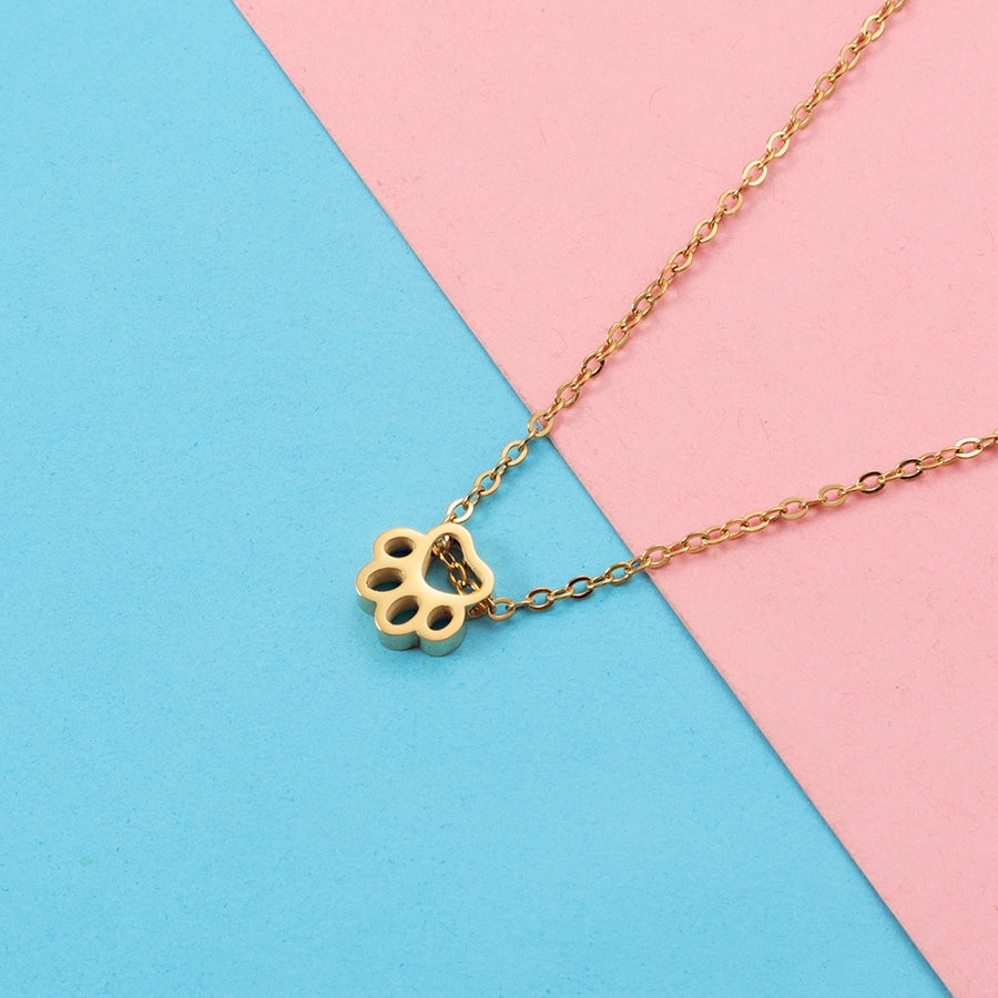 Paw-some Glow Necklace – 18K Gold-Plated Stainless Steel with Cutout Design-Bijou Crush