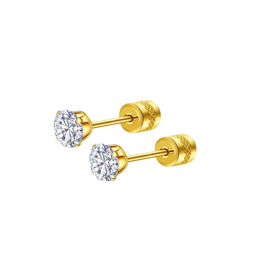 Round Inlay 304 Stainless Steel Zircon 18K Gold-Plated Earrings – Timeless Elegance-Bijou Crush