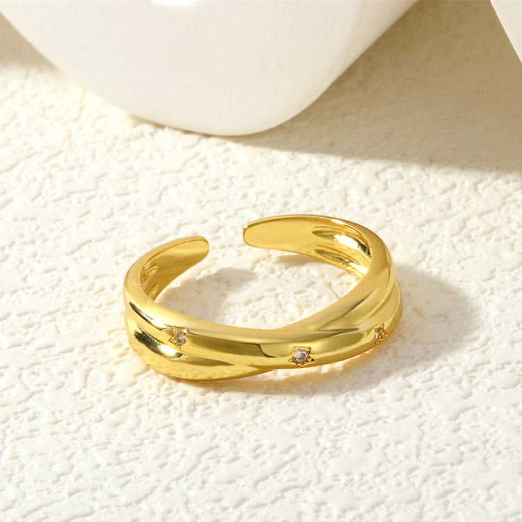 Geometric Copper Zircon Ring – 18K Gold Plated-Bijou Crush