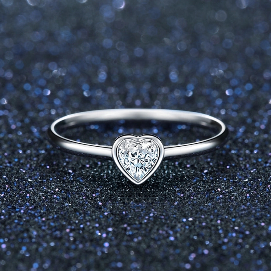 Sparkly Heart Vibes Sterling Silver Ring - 925 Sterling Silver-Bijou Crush