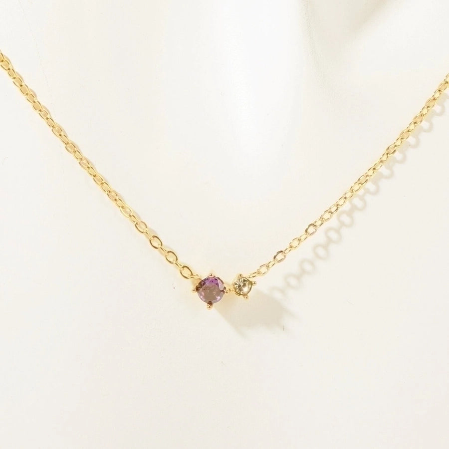 Retro Vibes Pendant Necklace - 18K Gold-Plated Stainless Steel with Sparkly Zircon-Bijou Crush