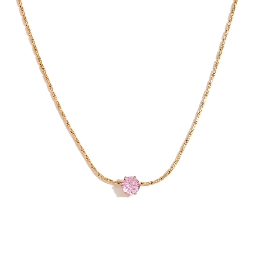 Classic Round Zircon Necklace in 18K Gold-Plated 304 Stainless Steel-Bijou Crush