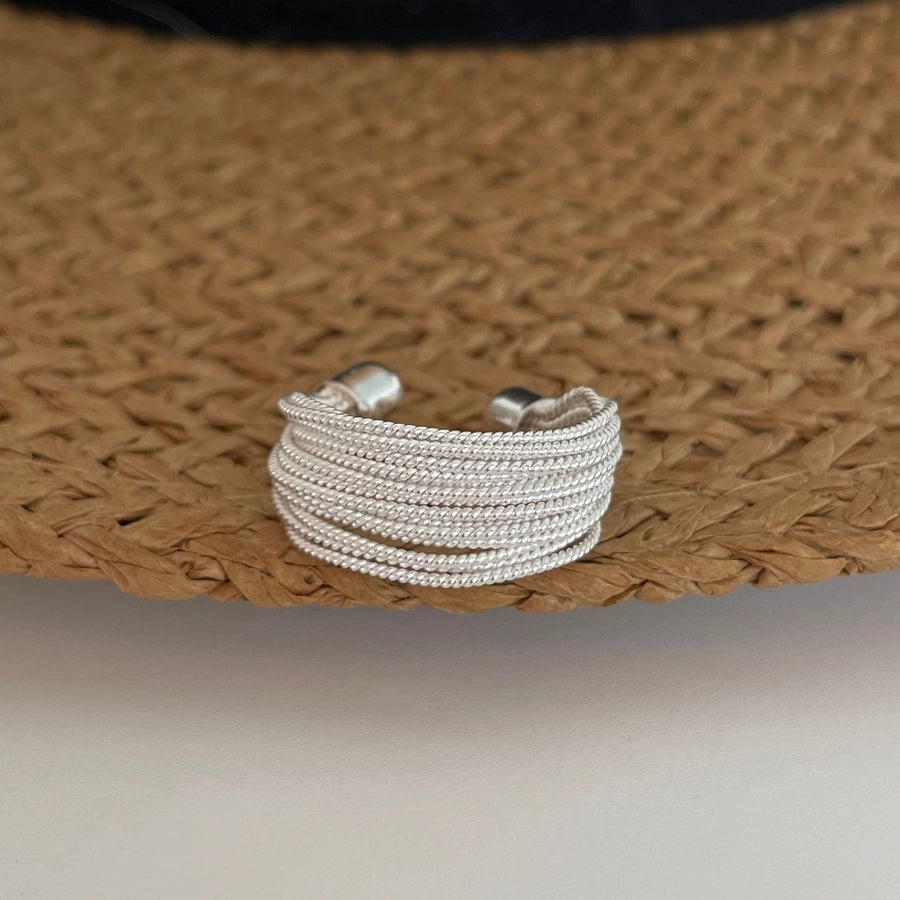 Sleek Lines 925 Sterling Silver Open Ring-Bijou Crush