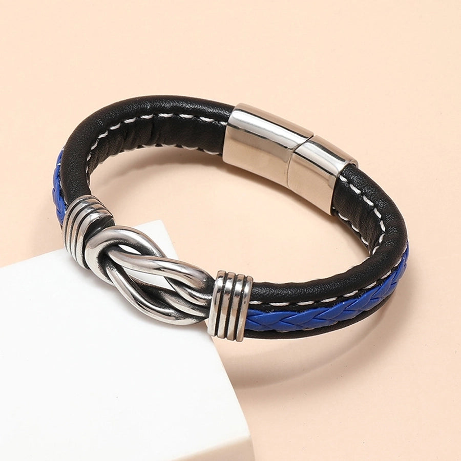 Two-Tone Leather Bracelet with Magnetic Clasp – Effortless Vibes-Bijou Crush