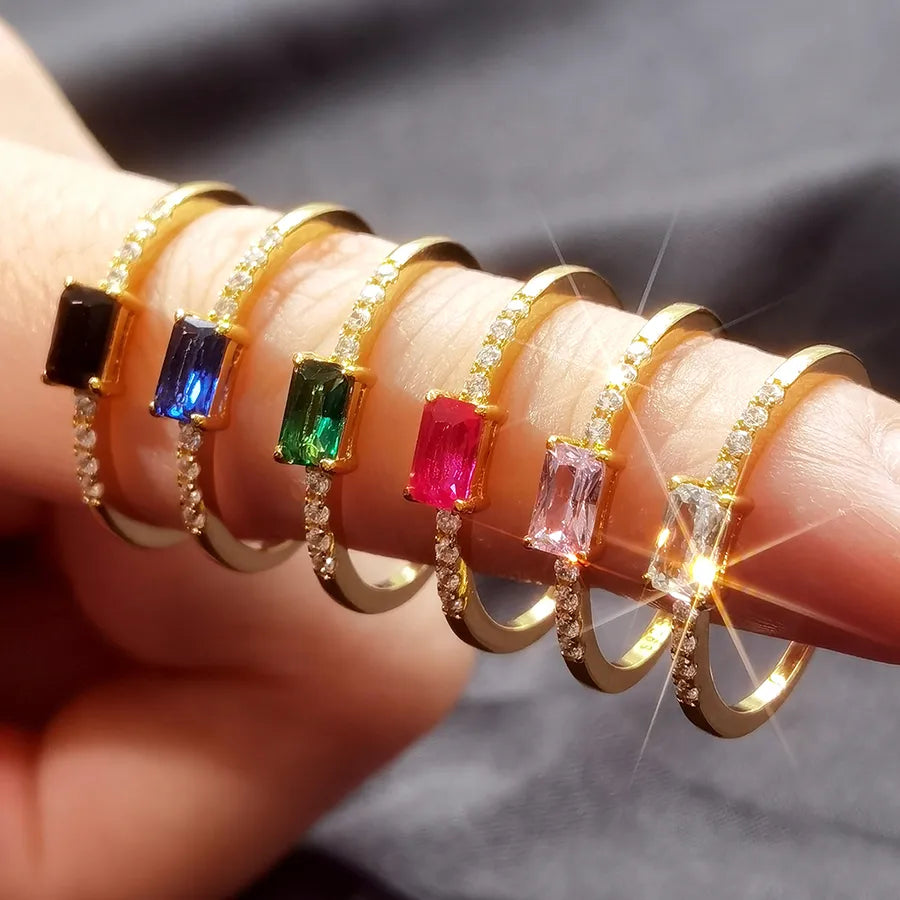 White Gold & Gold Plated 925 Sterling Silver Geometric Ring-Bijou Crush