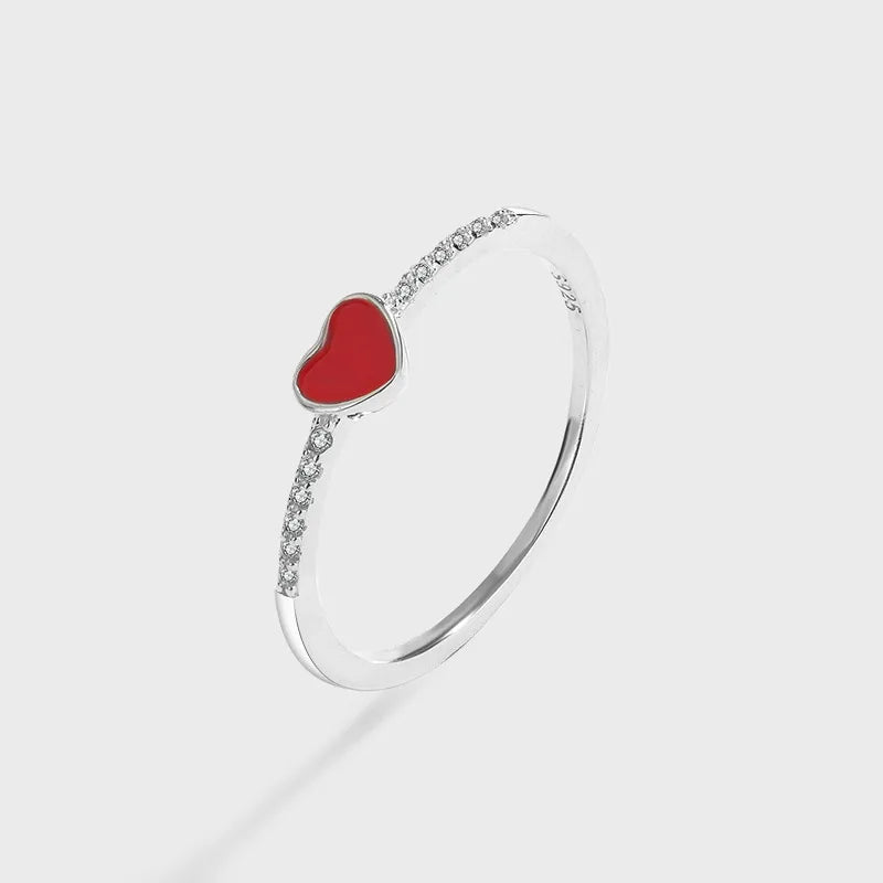 925 Sterling Silver Zircon Heart Shape Ring-Bijou Crush