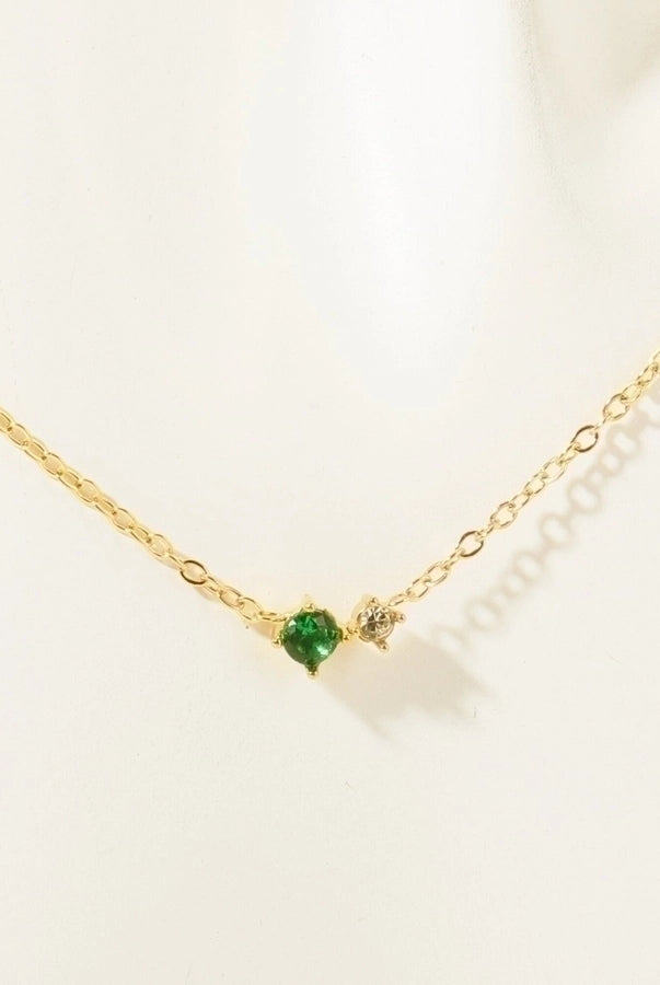 Retro Vibes Pendant Necklace - 18K Gold-Plated Stainless Steel with Sparkly Zircon-Bijou Crush