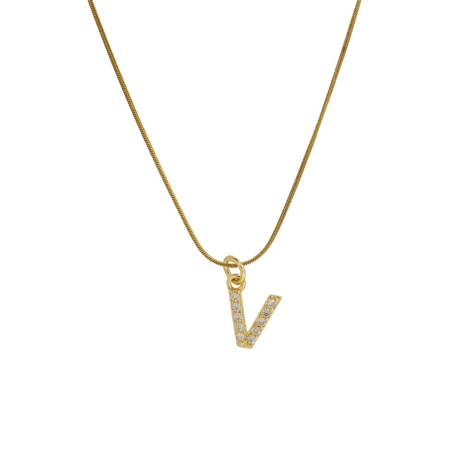 Blingy Letter Charm Snatched Snake Chain Necklace-Bijou Crush