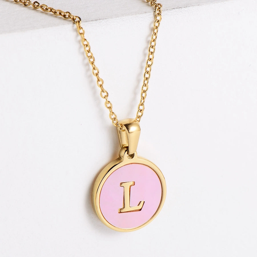 304 Stainless Steel 18K Gold Plated Fashion Plating Letter Shell Pendant Necklace-Bijou Crush