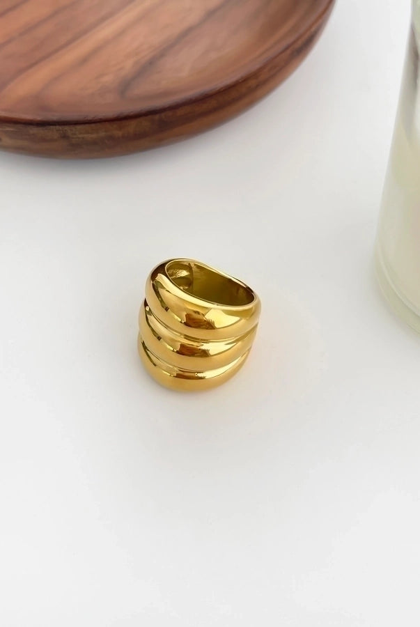 Nordic Style Exaggerated Color Block 316 Stainless Steel 18K Gold Plated Irregular Rings-Bijou Crush