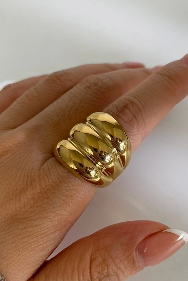 Nordic Style Exaggerated Color Block 316 Stainless Steel 18K Gold Plated Irregular Rings-Bijou Crush