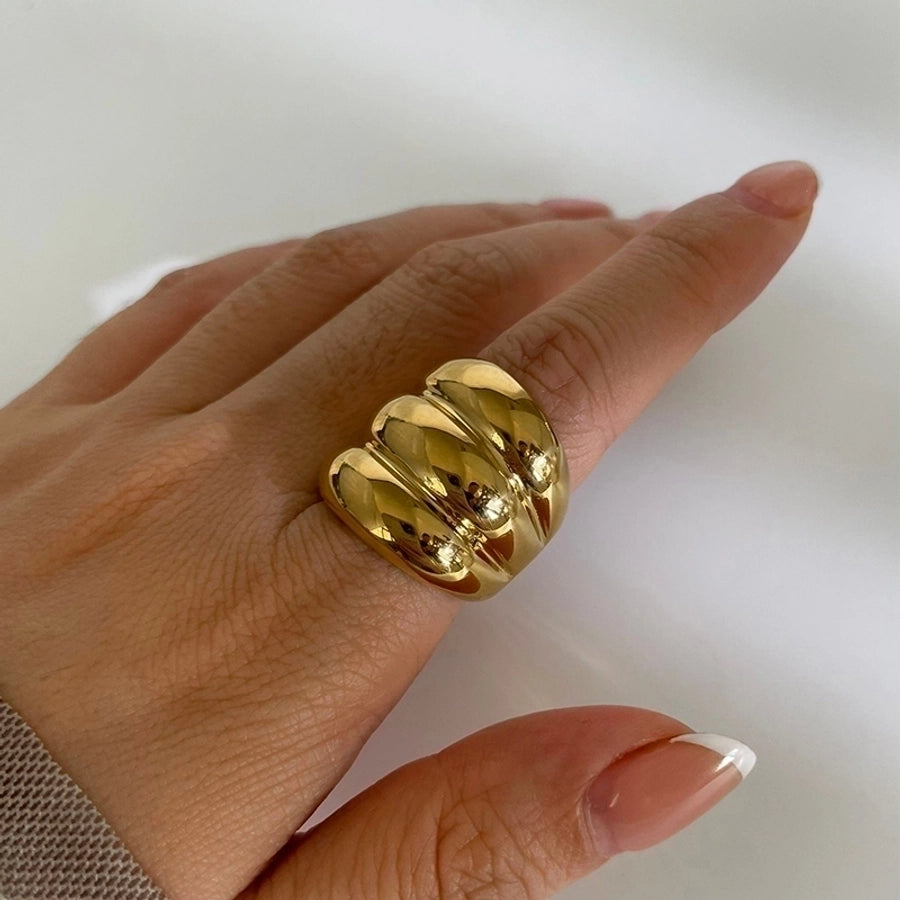 Nordic Style Exaggerated Color Block 316 Stainless Steel 18K Gold Plated Irregular Rings-Bijou Crush