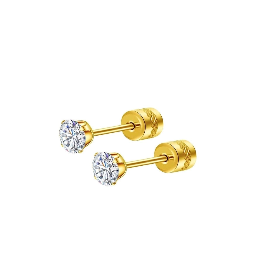 Round Inlay 304 Stainless Steel Zircon 18K Gold-Plated Earrings – Timeless Elegance-Bijou Crush