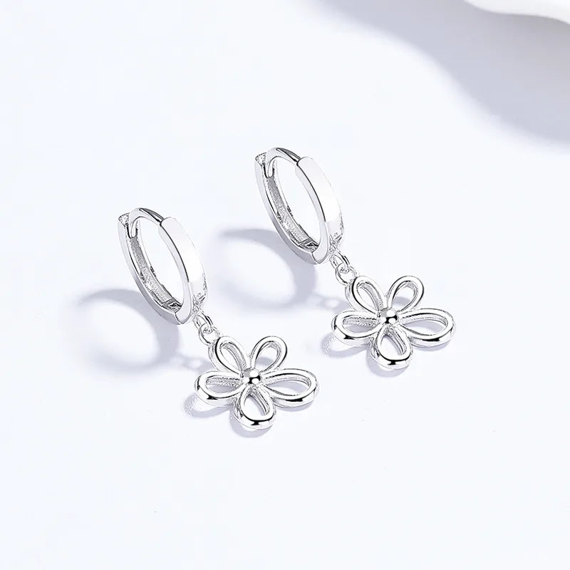 925 Sterling Silver Flower Drop Earrings-Bijou Crush