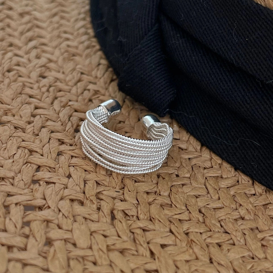 Sleek Lines 925 Sterling Silver Open Ring-Bijou Crush