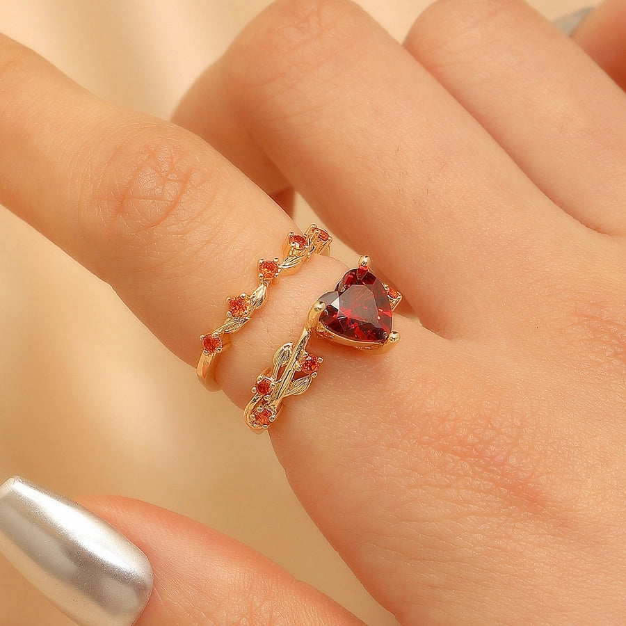 Vintage Heart Zircon Open Ring-Bijou Crush