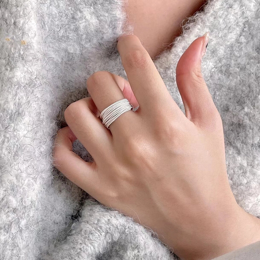 Sleek Lines 925 Sterling Silver Open Ring-Bijou Crush