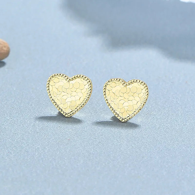 925 Sterling Silver Heart Shape Screw Back Stud Earrings-Bijou Crush