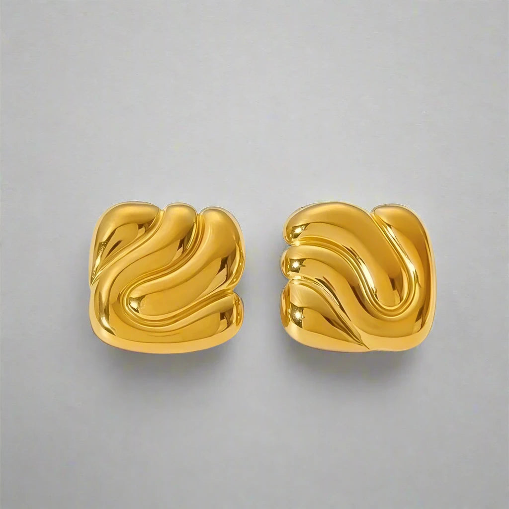 Geometric Polished Ear Studs – 18K Gold-Plated Stainless Steel-Bijou Crush