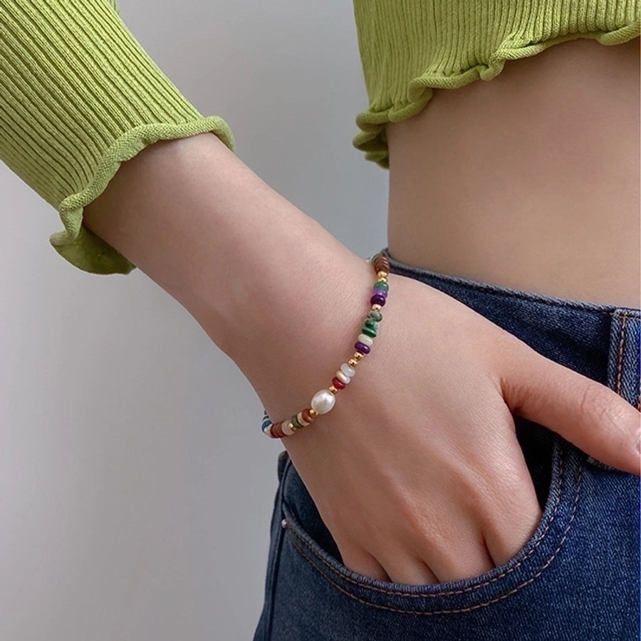 Cute Sweet Colorful 304 Stainless Steel Natural Pearl Natural Stone Bracelets Necklace-Bijou Crush