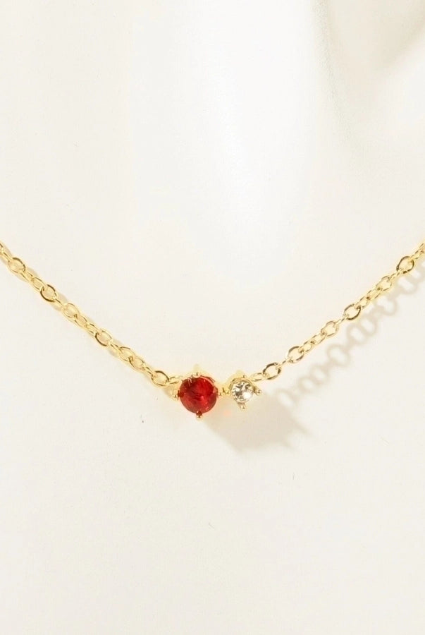 Retro Vibes Pendant Necklace - 18K Gold-Plated Stainless Steel with Sparkly Zircon-Bijou Crush