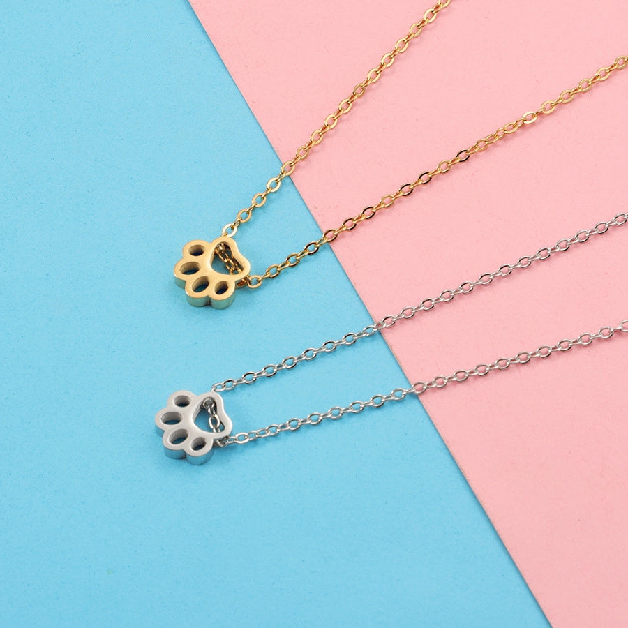 Paw-some Glow Necklace – 18K Gold-Plated Stainless Steel with Cutout Design-Bijou Crush
