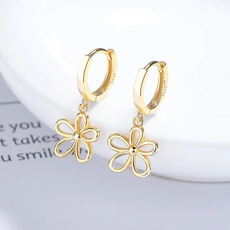 925 Sterling Silver Flower Drop Earrings-Bijou Crush