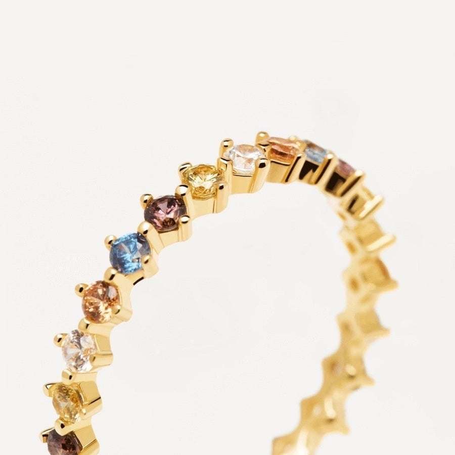 Geometric Rings with Artificial Gemstones in 925 Sterling Silver-Bijou Crush