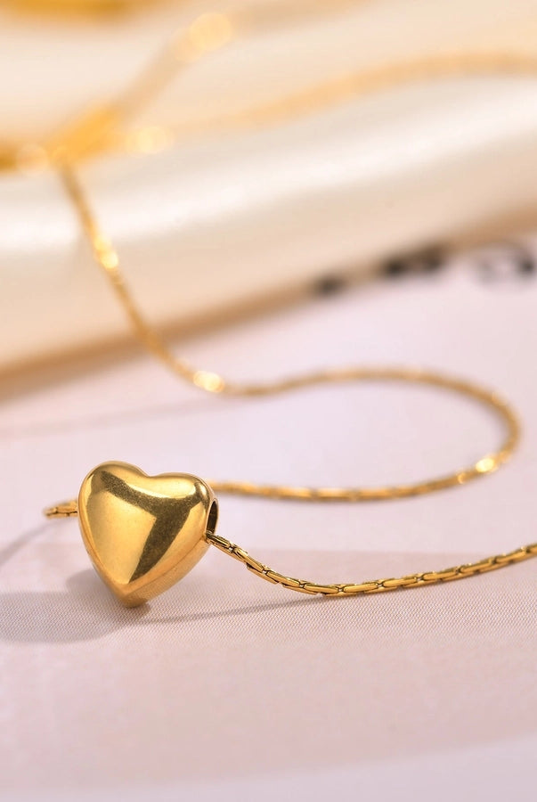 18K Gold Sweetheart Pendant - Stainless Steel Drip with Major Heart Energy-Bijou Crush