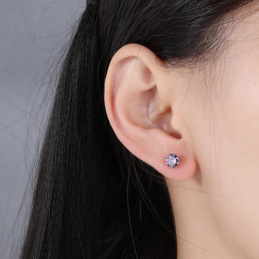 Classic Zircon Round Stud Earrings – 925 Sterling Silver-Bijou Crush