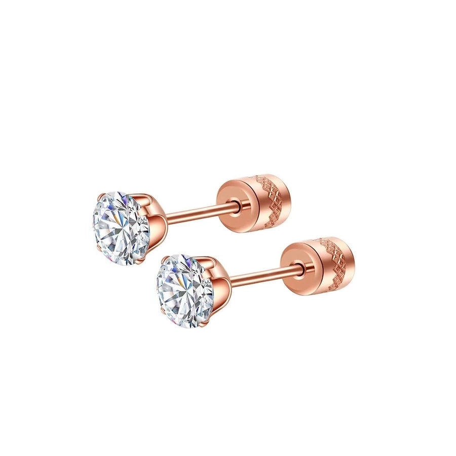 Round Inlay 304 Stainless Steel Zircon 18K Gold-Plated Earrings – Timeless Elegance-Bijou Crush