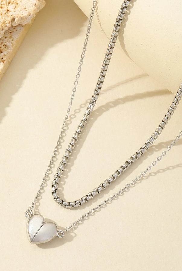 Heartfelt Love Romantic Heart-Shaped Double Layer Necklace – 18K Gold-Plated Stainless Steel-Bijou Crush