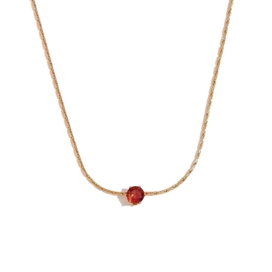 Classic Round Zircon Necklace in 18K Gold-Plated 304 Stainless Steel-Bijou Crush