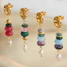 Natural Stone Freshwater Pearl Dangle Earrings-Bijou Crush
