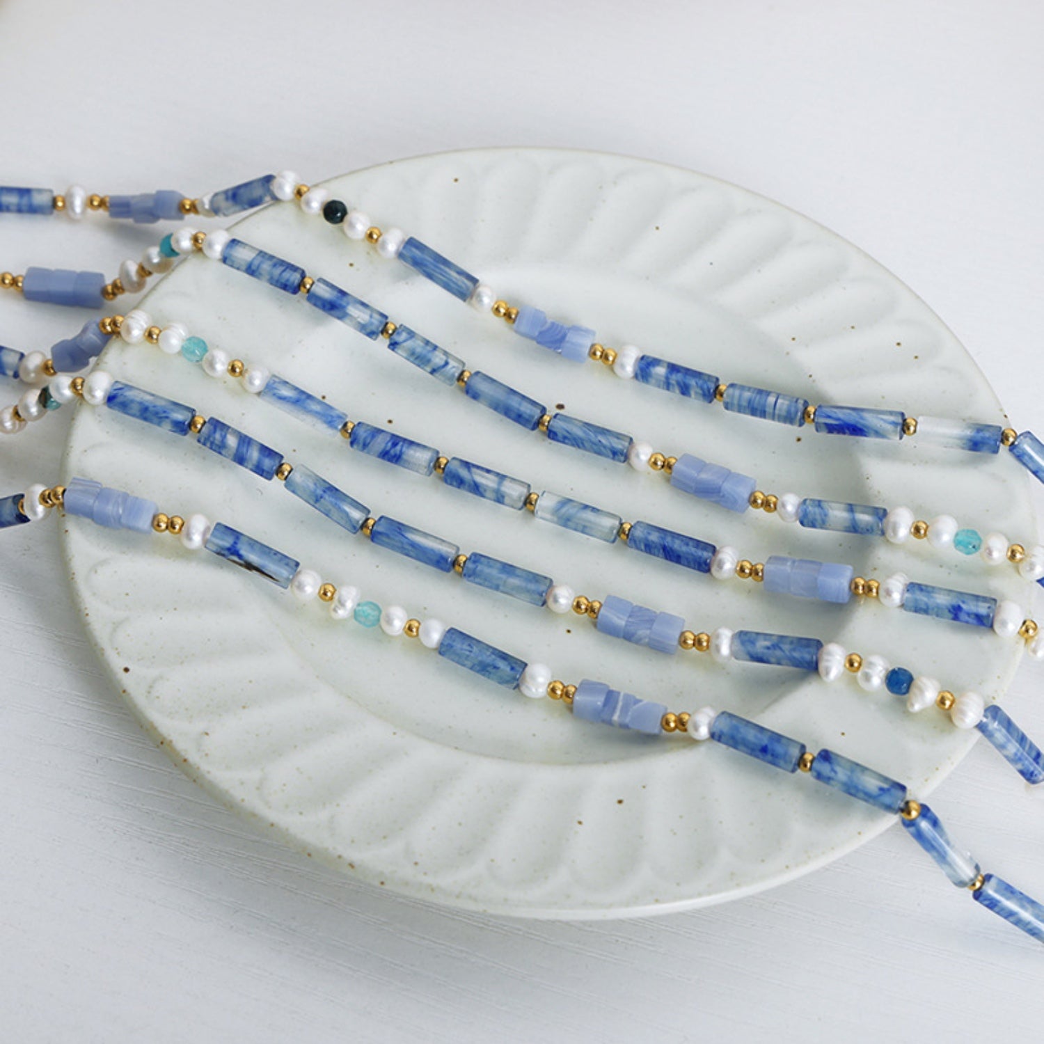 Freshwater Pearl Titanium Steel Geometric Bead Necklace-Bijou Crush