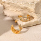 Stainless Steel Inlaid Zircon C-Hoop Earrings-Bijou Crush