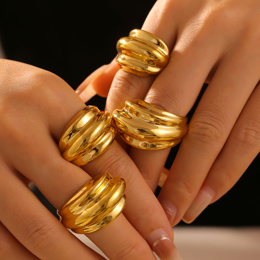 18K Gold-Plated Titanium Steel Open Ring-Bijou Crush
